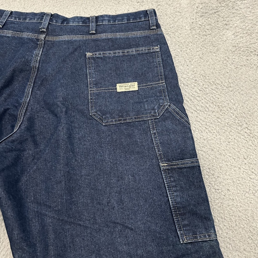 Wrangler Jeans Mens 40x30 Blue Denim Fleece Lined Carpenter Work Wear Fading